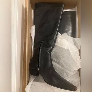 Black Leather Knee-High Boots